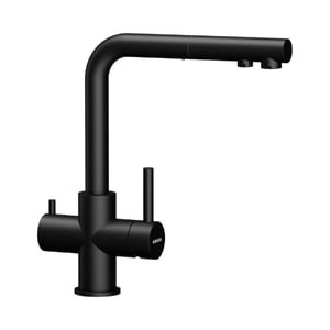 L-Form - ausziehbare Brause schwarz-matt